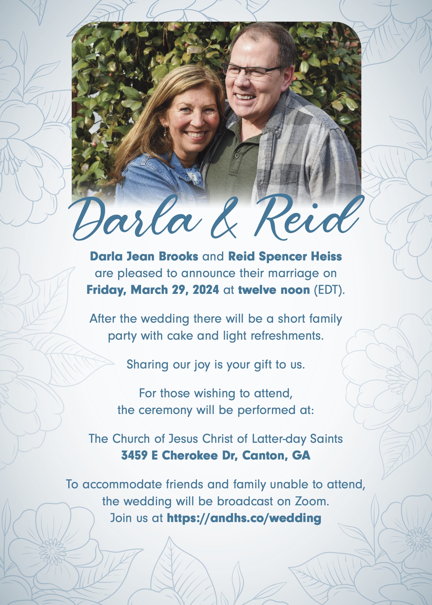 Darla and Reid wedding announcement